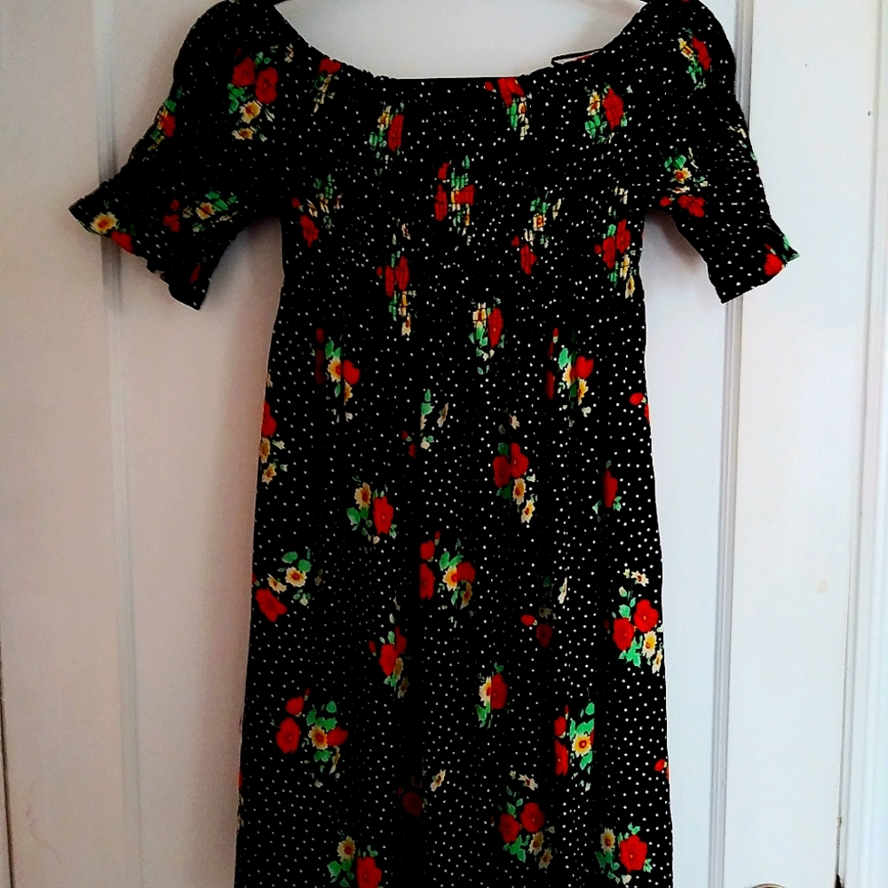 Zara - rafaluc Collection Smocked top off shoulder short dress/top